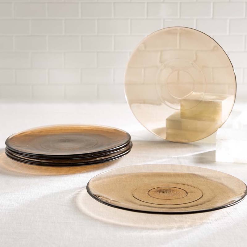 Recycled Glass Dinner Plates, Set of 6 - Sand